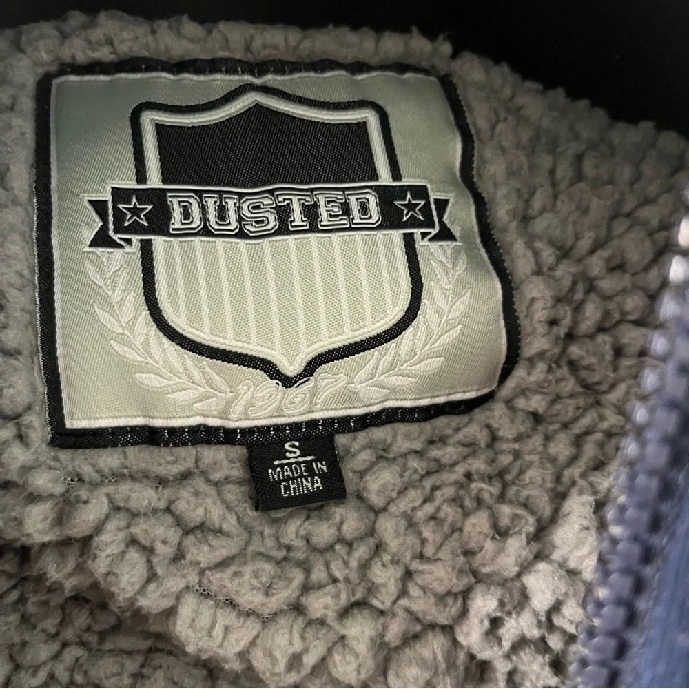 Dusted Varsity Navy and Gray Zip-Up, Size Small Hoodie